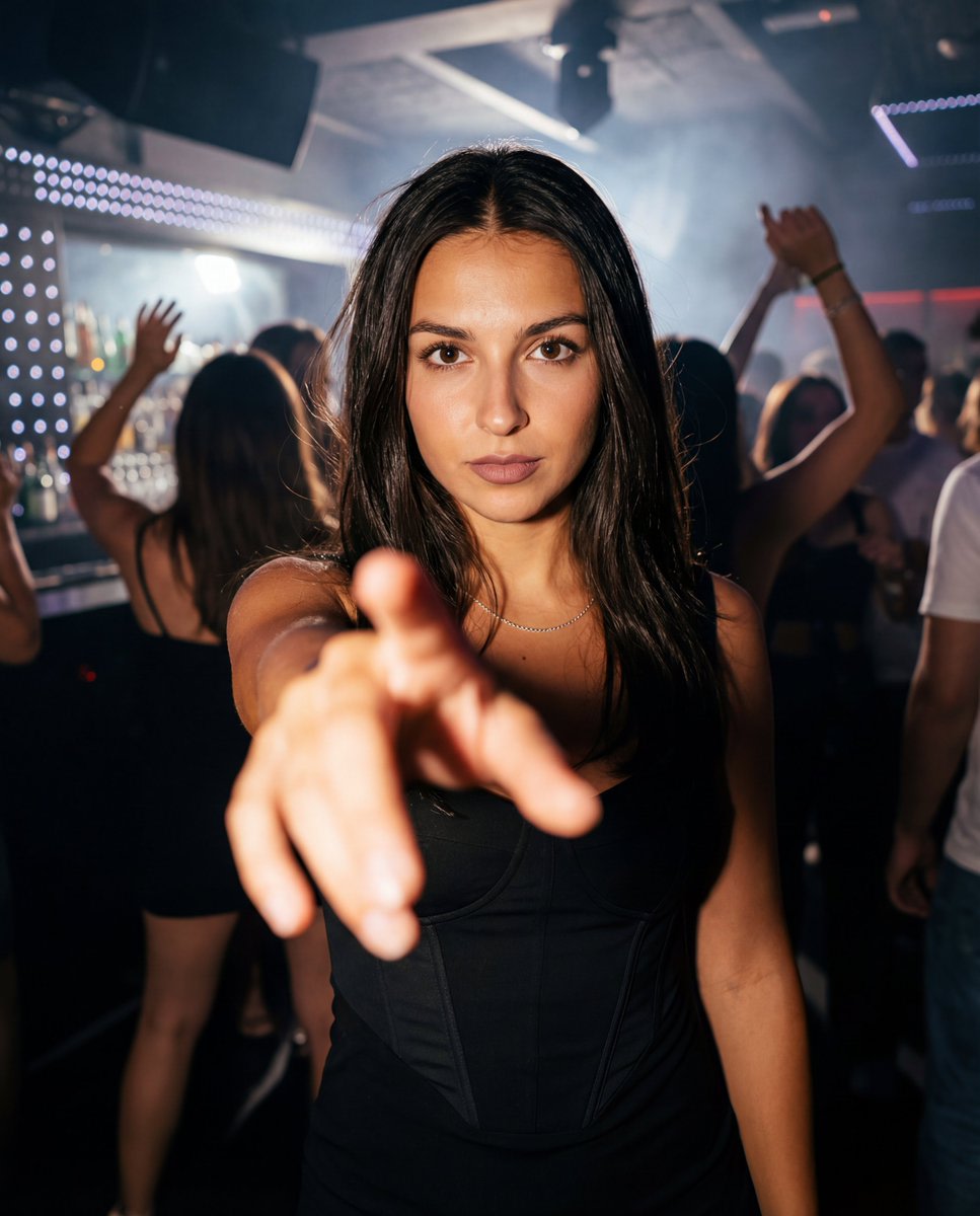 Nightclub Fashion Portrait with Forced Perspective AI image template preview