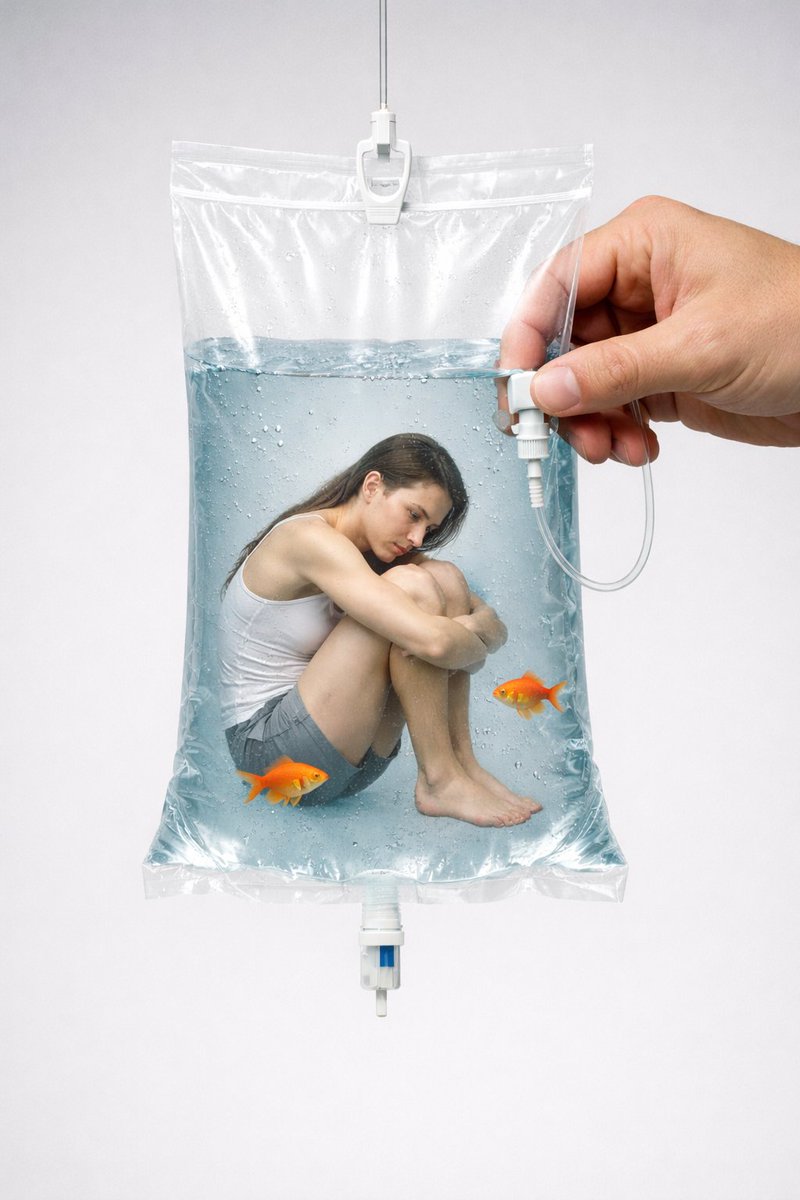 Conceptual Editorial Visual Prompt: Contained Human Aquarium AI image template preview