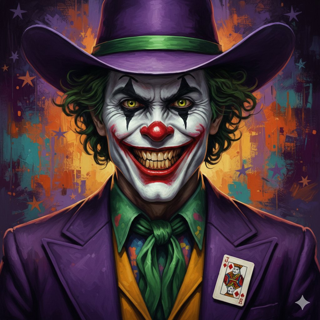 Digital Painting of Joker in Cowboy Hat AI image template preview