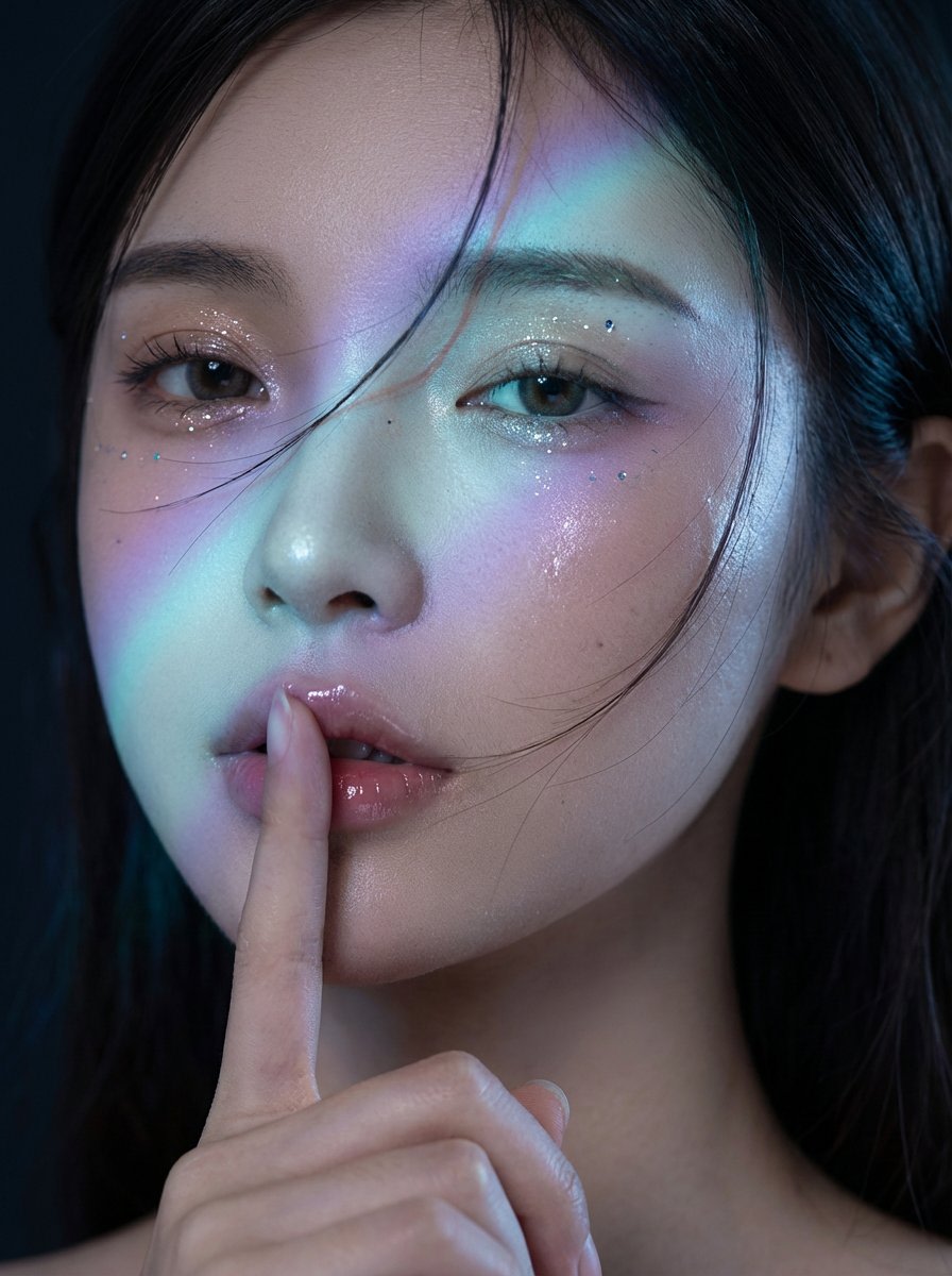 Midnight K-Fashion Editorial Portrait from Reference Image AI image template preview