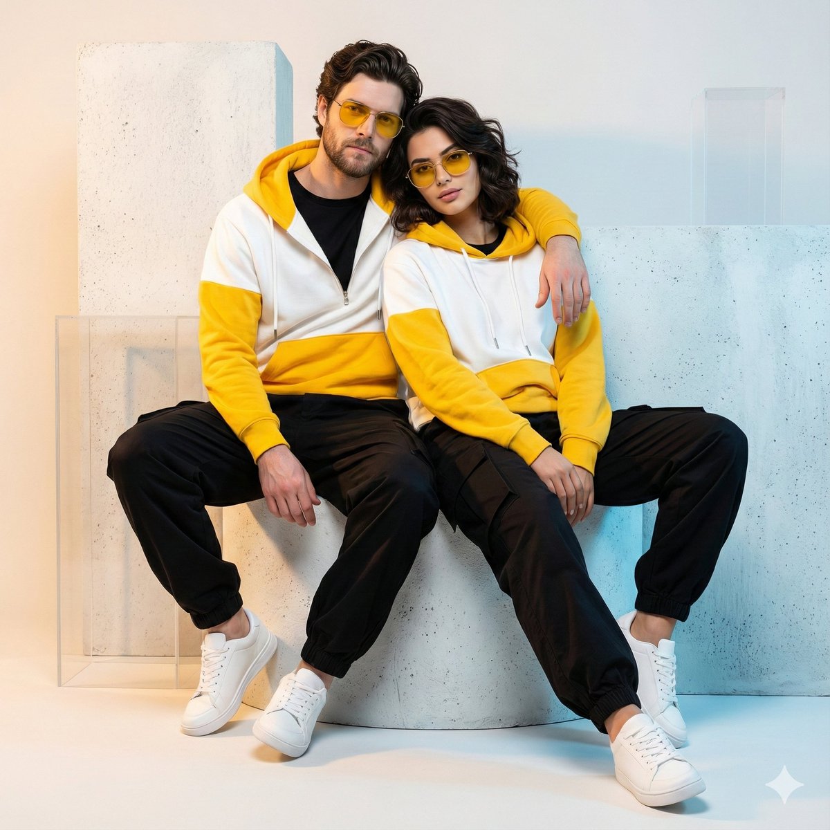 Ultra-Realistic Streetwear Couple Portrait AI image template preview