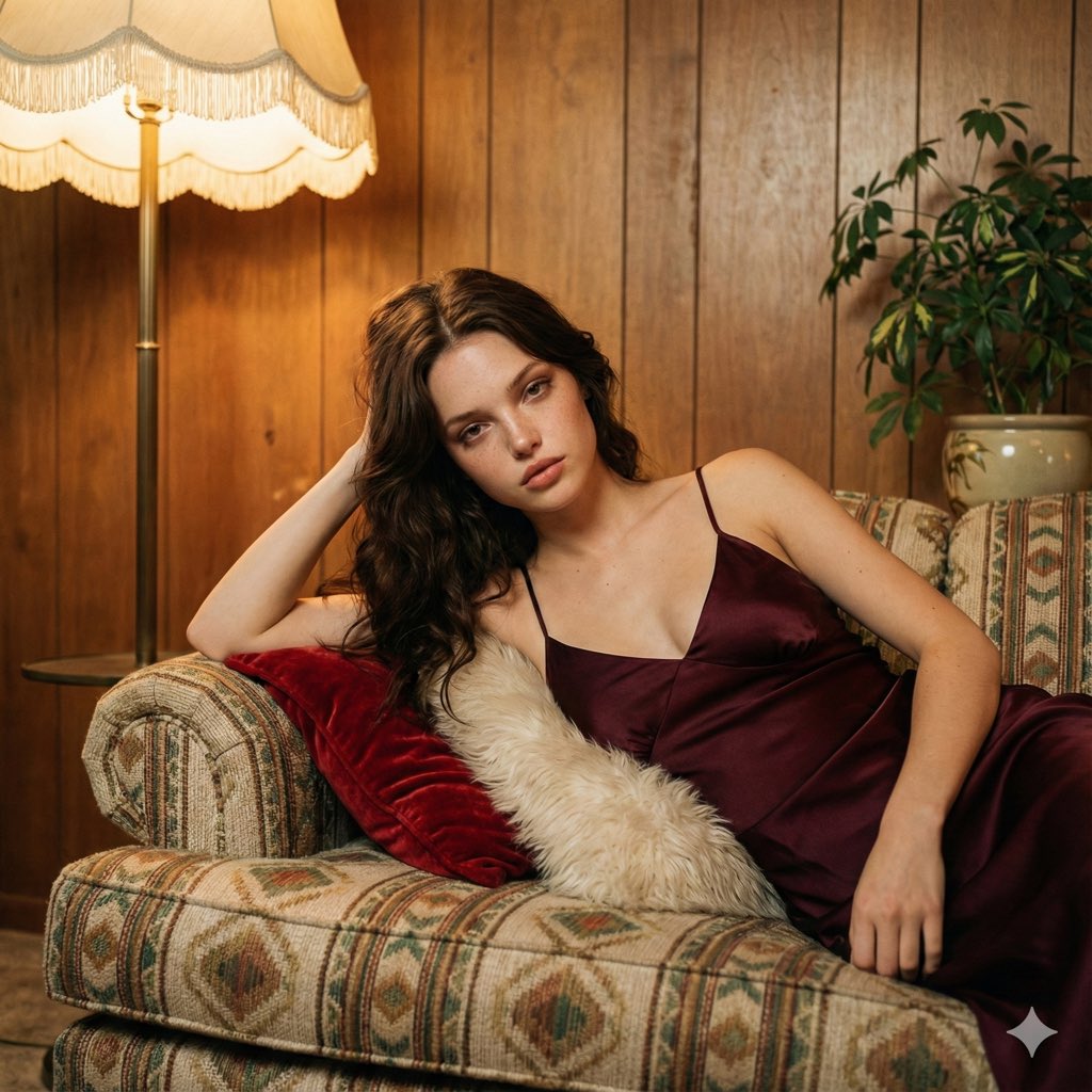 1970s Retro Cinematic Portrait AI image template preview