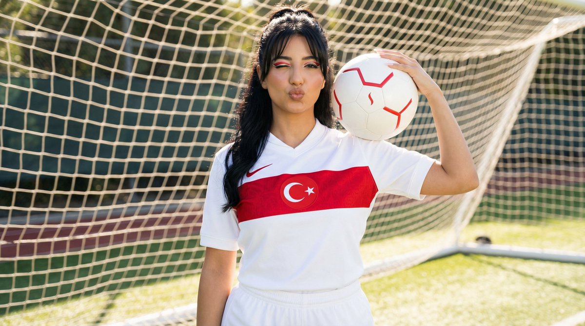 Sporty Outdoor Portrait with Turkey Soccer Kit AI image template preview