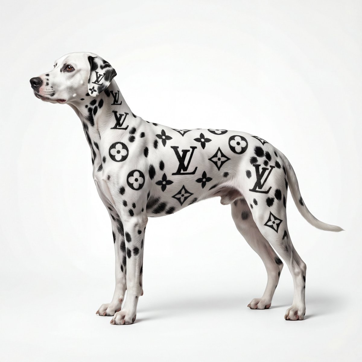 Museum-Quality Animal Portrait with Integrated Luxury Brand Pattern AI image template preview