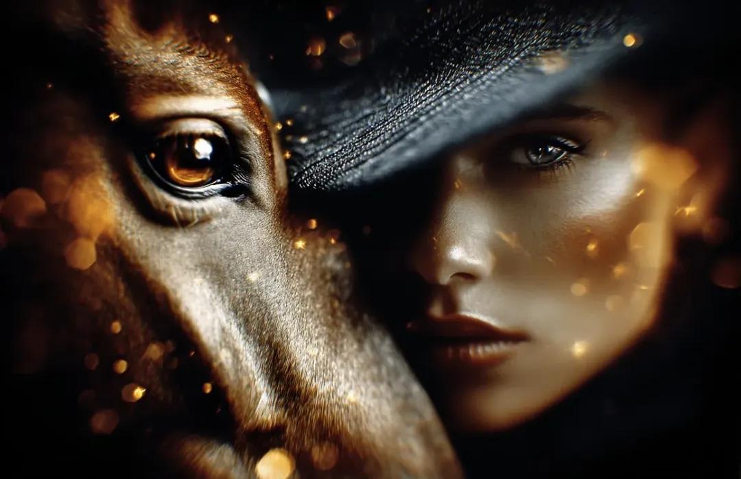 8K Cinematic Fantasy Portrait of Woman and Horse AI image template preview