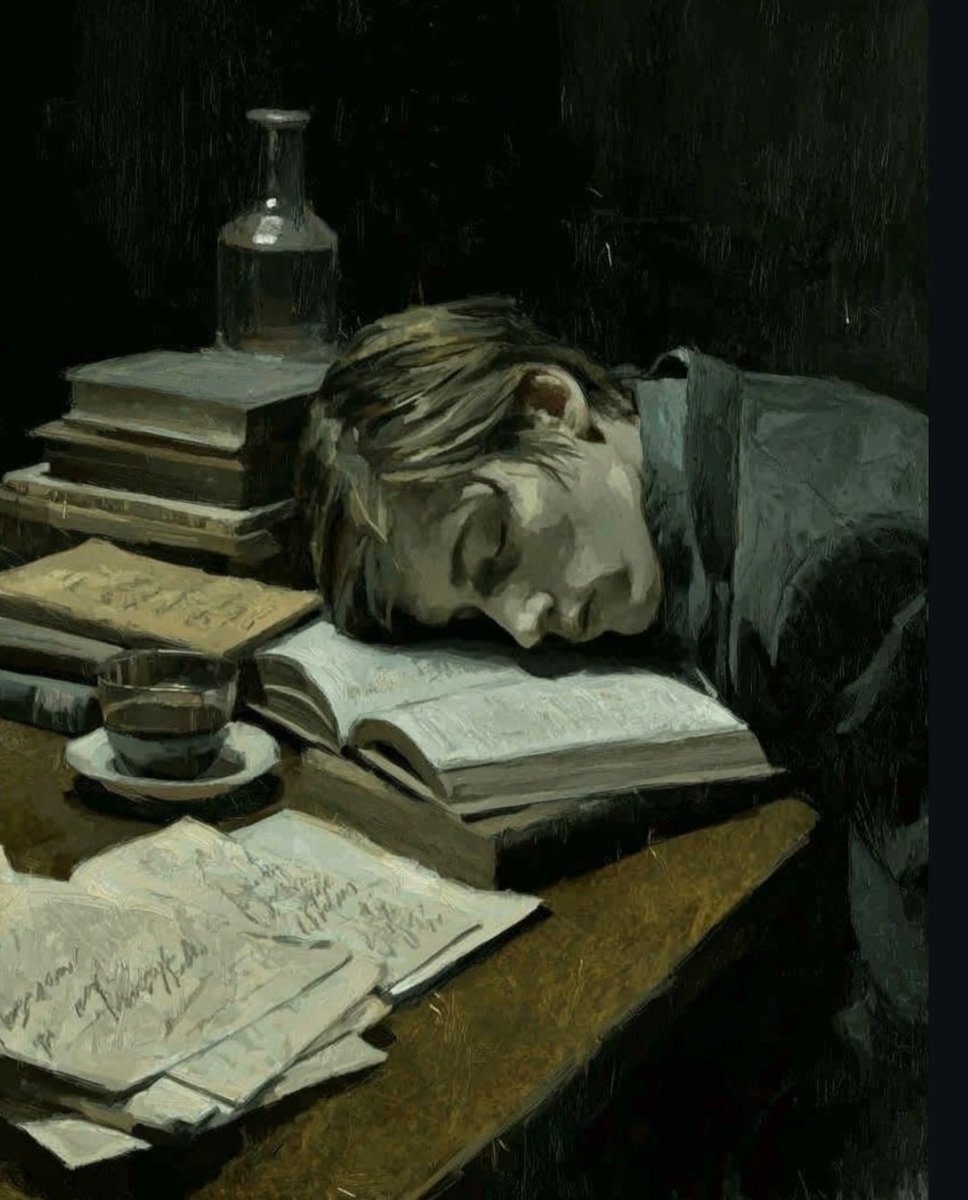 Dark Academia Oil Painting of Sleeping Man AI image template preview