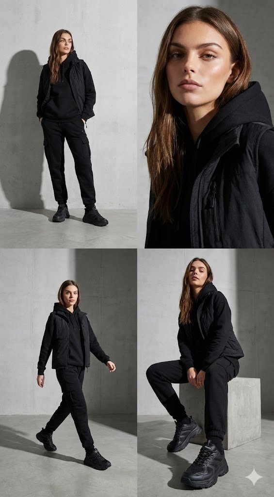 Four-Panel Streetwear Advertisement Grid AI image template preview