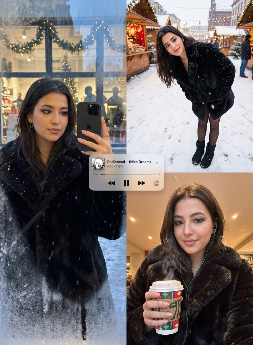 Editorial Winter Poster Collage with Strict Face Preservation AI image template preview