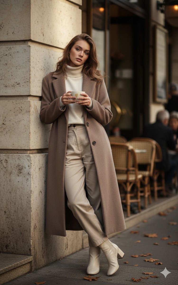 Autumn City Vibe Full-Body Shot Prompt AI image template preview