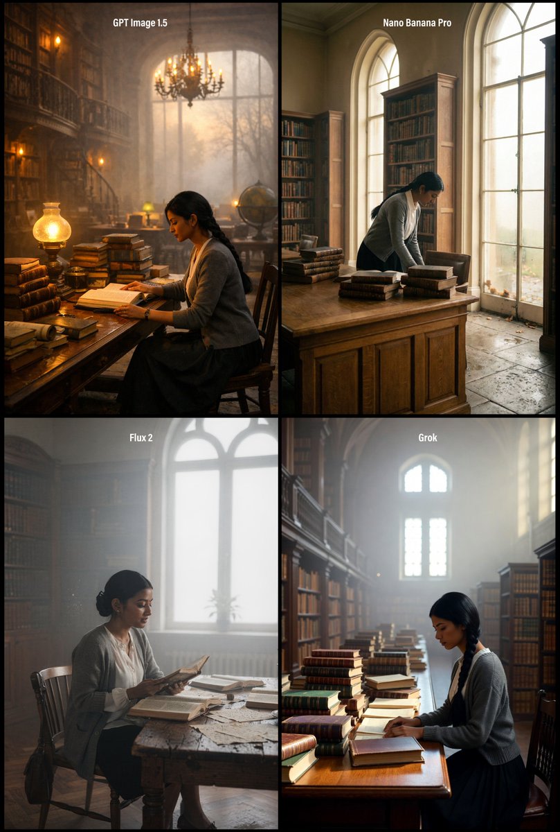Realistic Library Scene at Foggy Autumn Dawn AI image template preview
