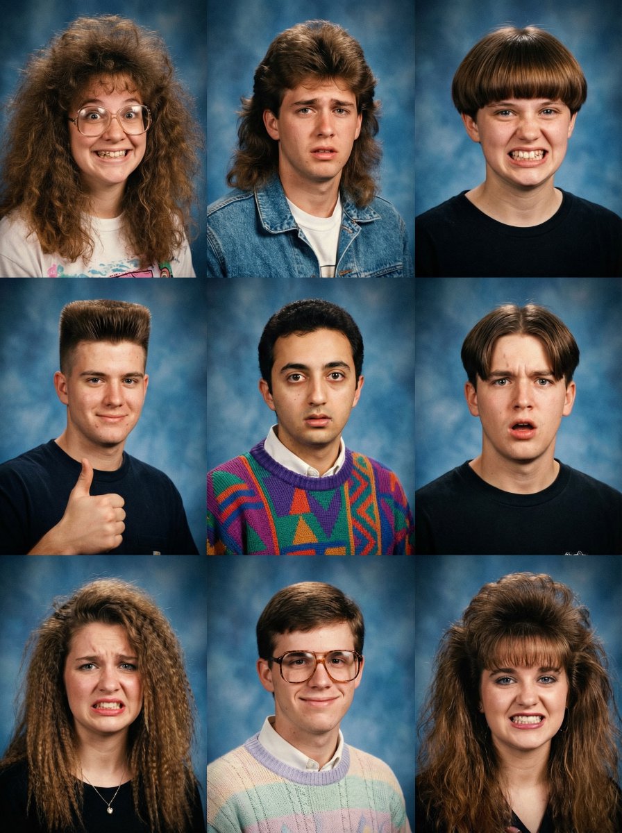 90s Yearbook Grid Collage AI image template preview