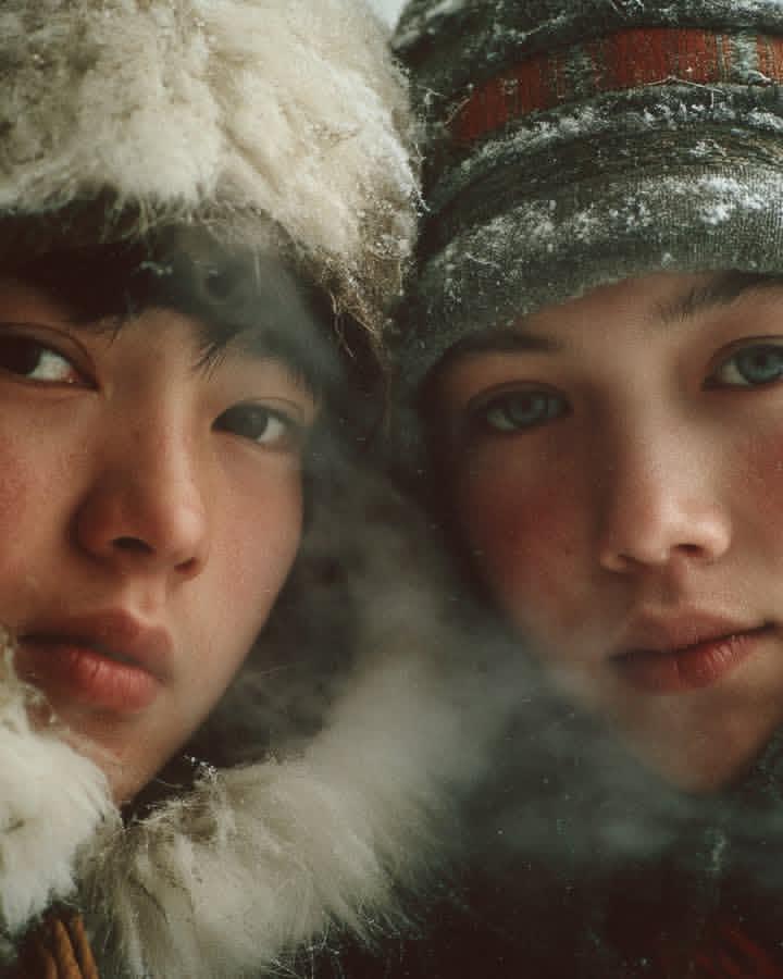 Ultra-Realistic Cinematic Winter Portrait AI image template preview