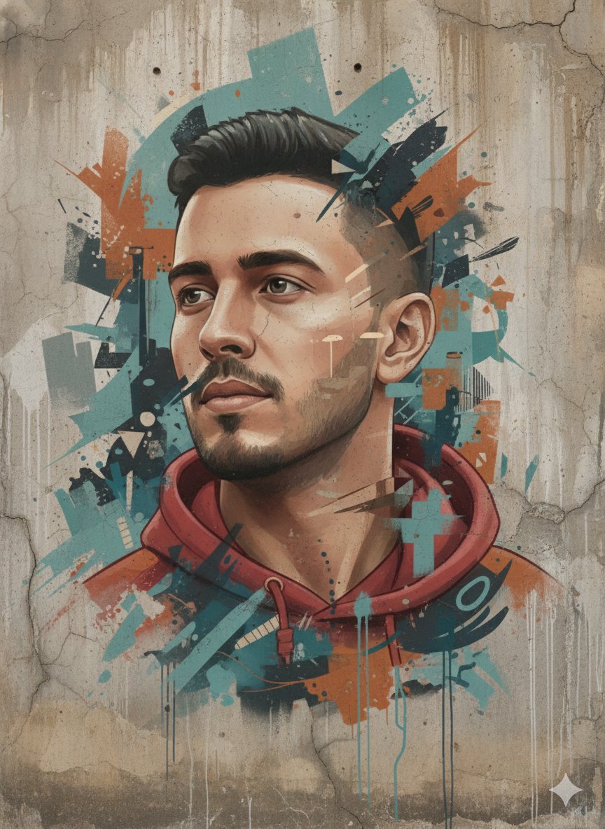 Abstract Realism Street Mural with Identity Preservation AI image template preview