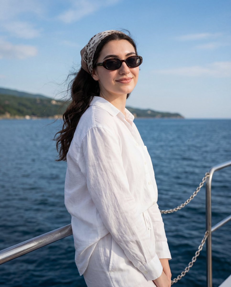 Serene Coastal Portrait with Identity Lock Prompt AI image template preview