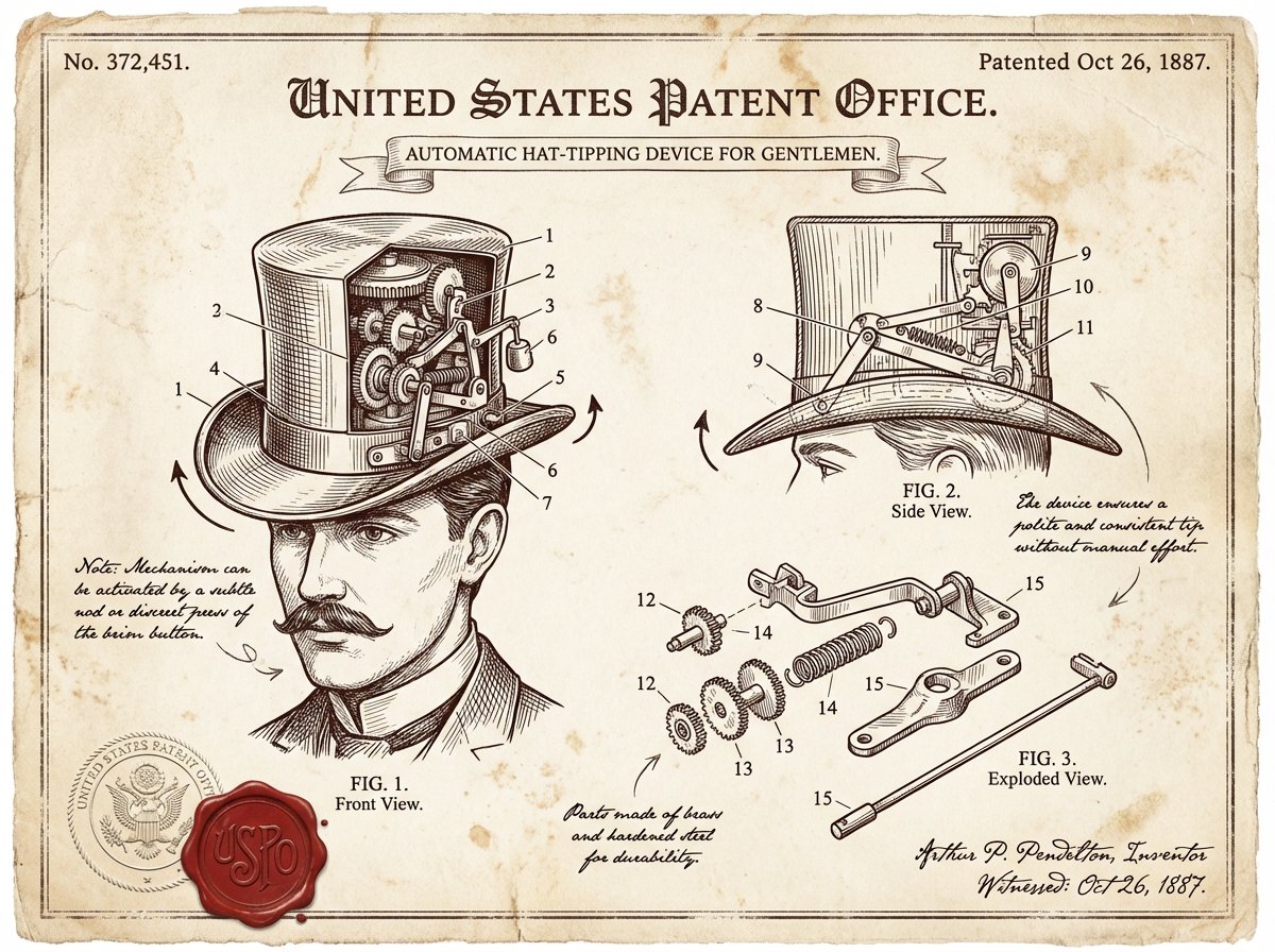 Vintage Patent Document for an Invention AI image template preview
