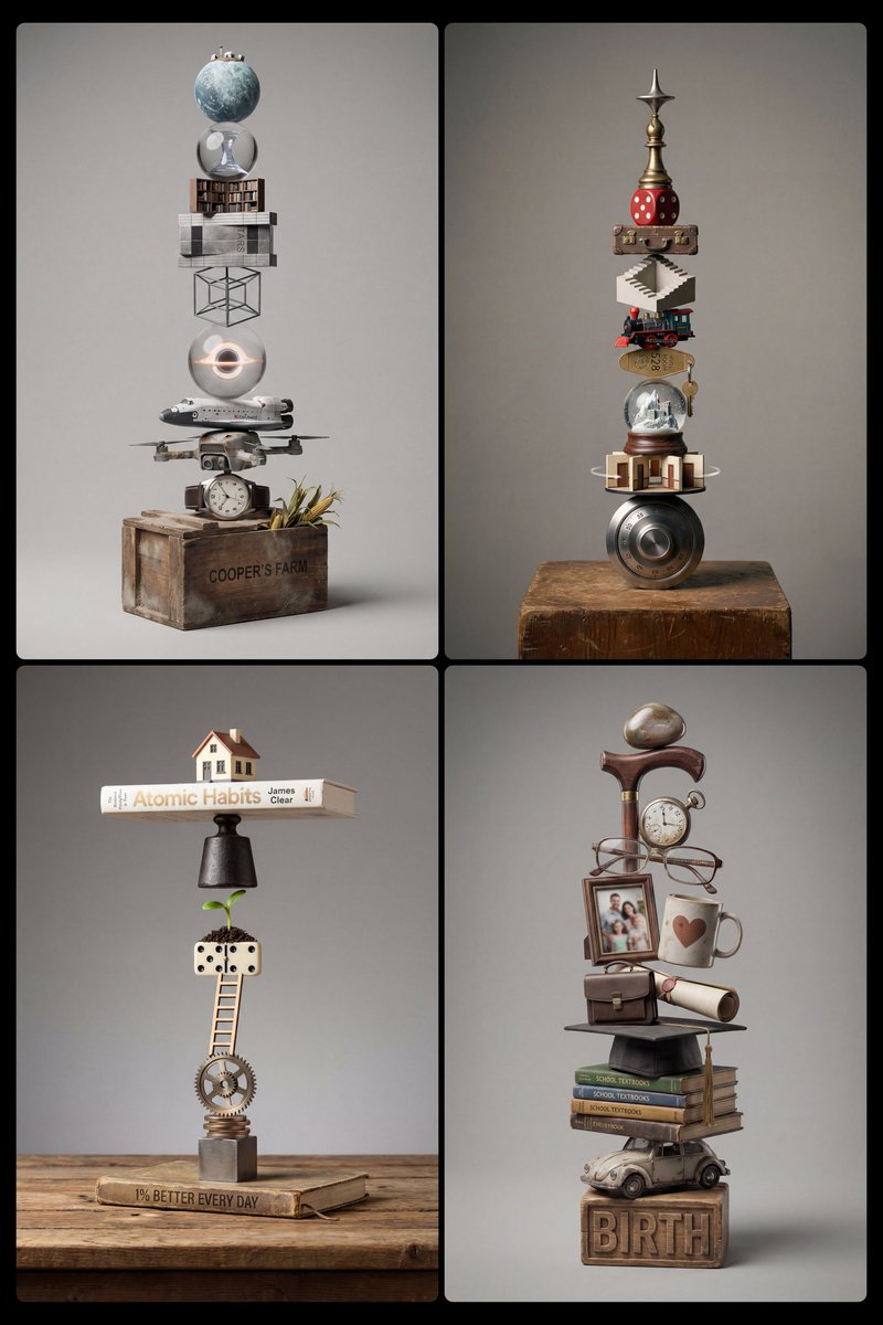 Stacked Objects Symbolizing a Concept AI image template preview
