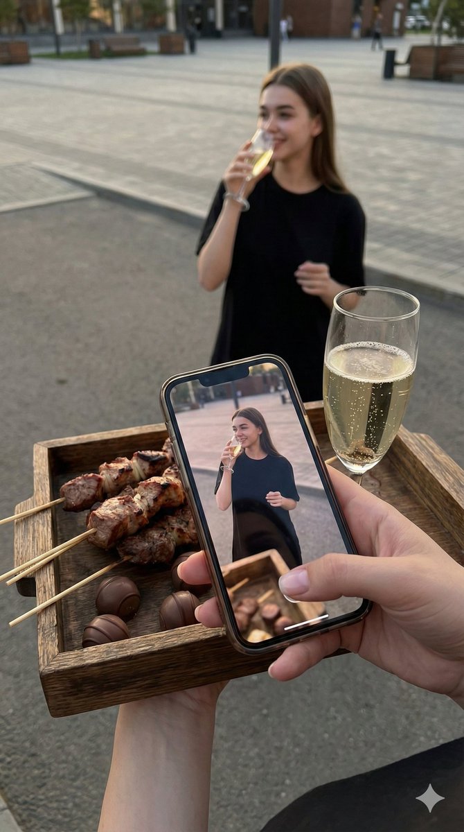 Overhead Smartphone Reflection Photo with Identity Lock AI image template preview