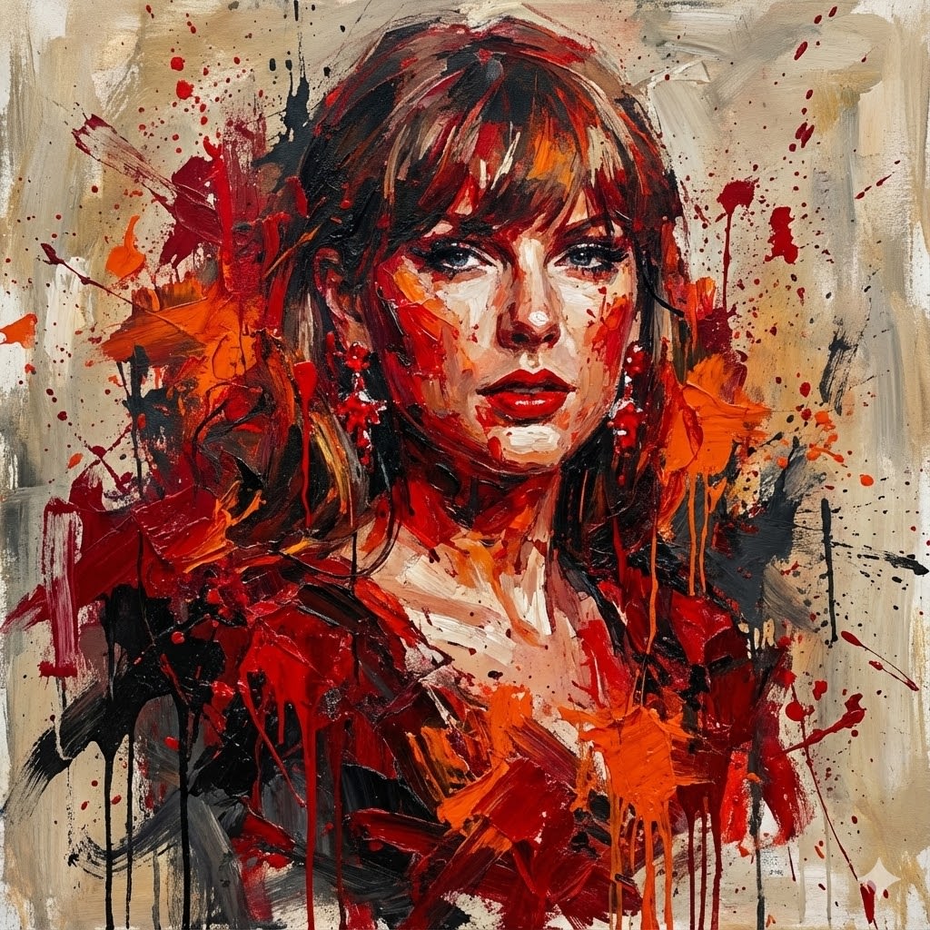 Abstract Expressionist Portrait with Chaotic Color Fields AI image template preview