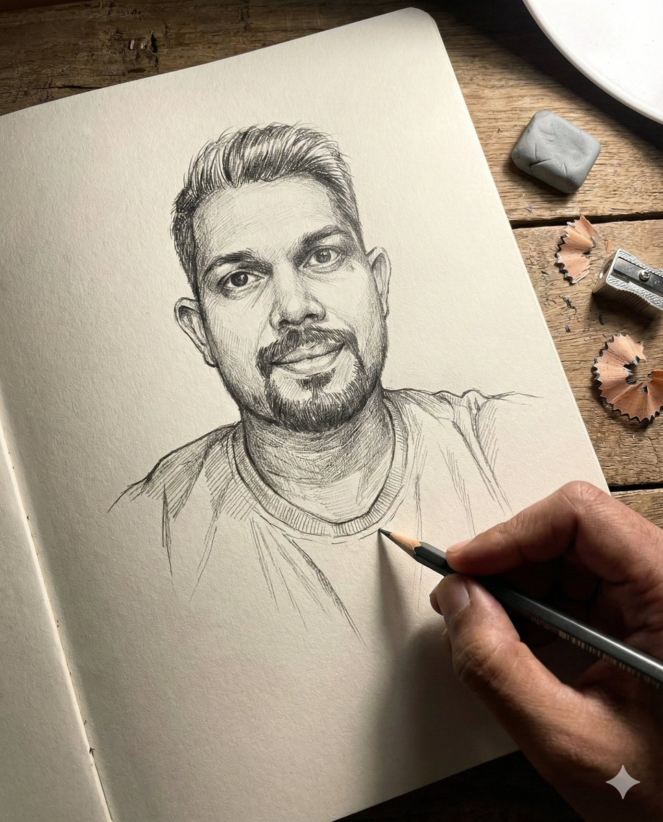 Anamorphic Graphite Sketch Illusion Prompt AI image template preview