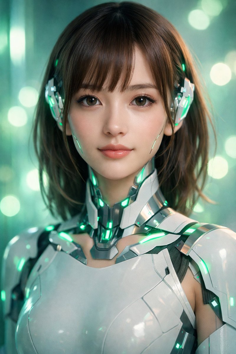 Neon Cyborg Girl Portrait Prompt AI image template preview