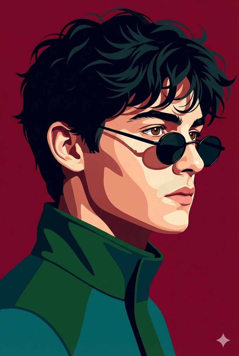 Vectorized Profile Portrait with Textural Detail AI image template preview
