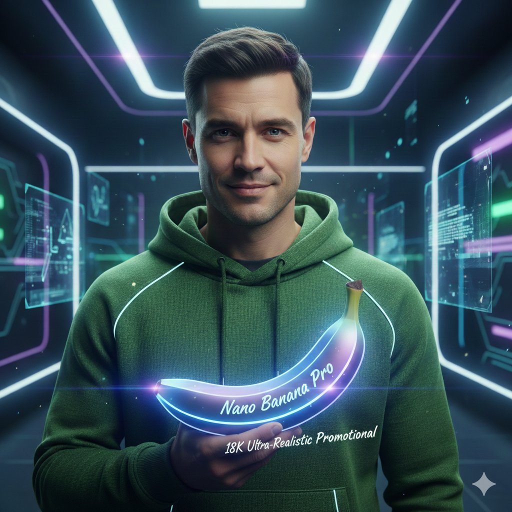 Ultra-Realistic Studio Portrait of Man in Green Hoodie AI image template preview
