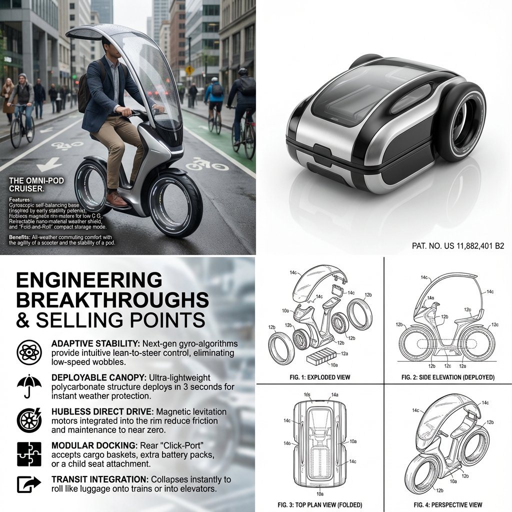 Hybrid Transportation Device Design and Patent Generation AI image template preview