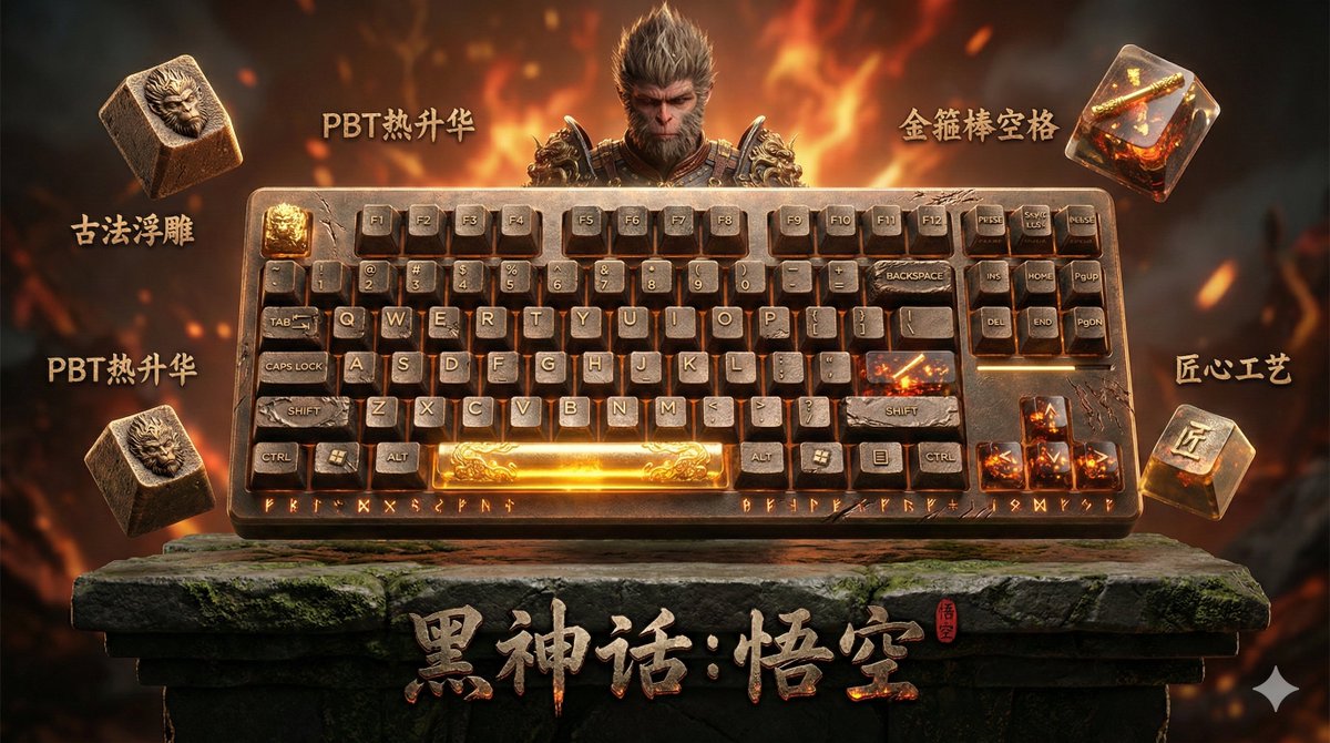 Mechanical Keyboard Themed Art Poster Prompt AI image template preview