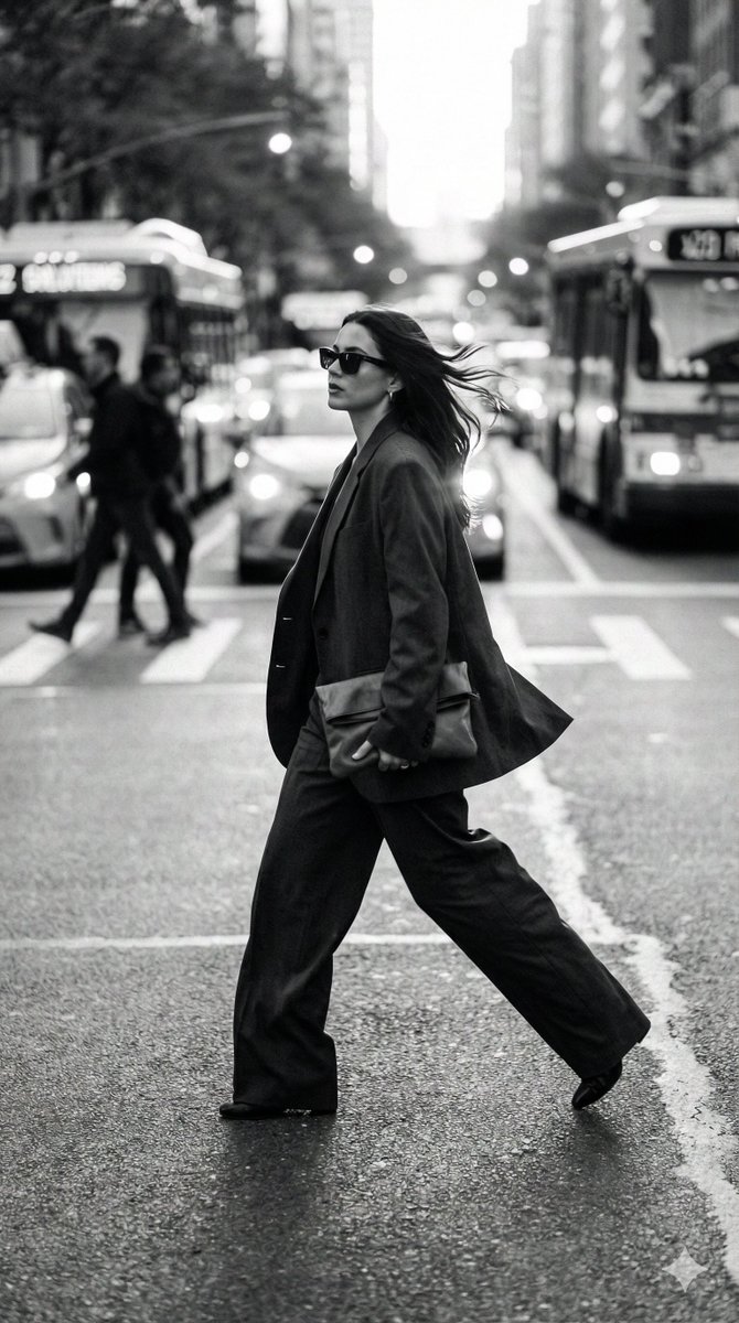 Dynamic Black and White Street Fashion Prompt AI image template preview
