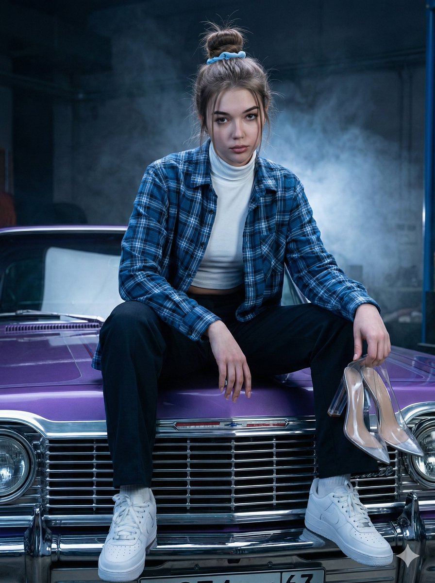 Hyper-Realistic Urban Rebel Portrait AI image template preview