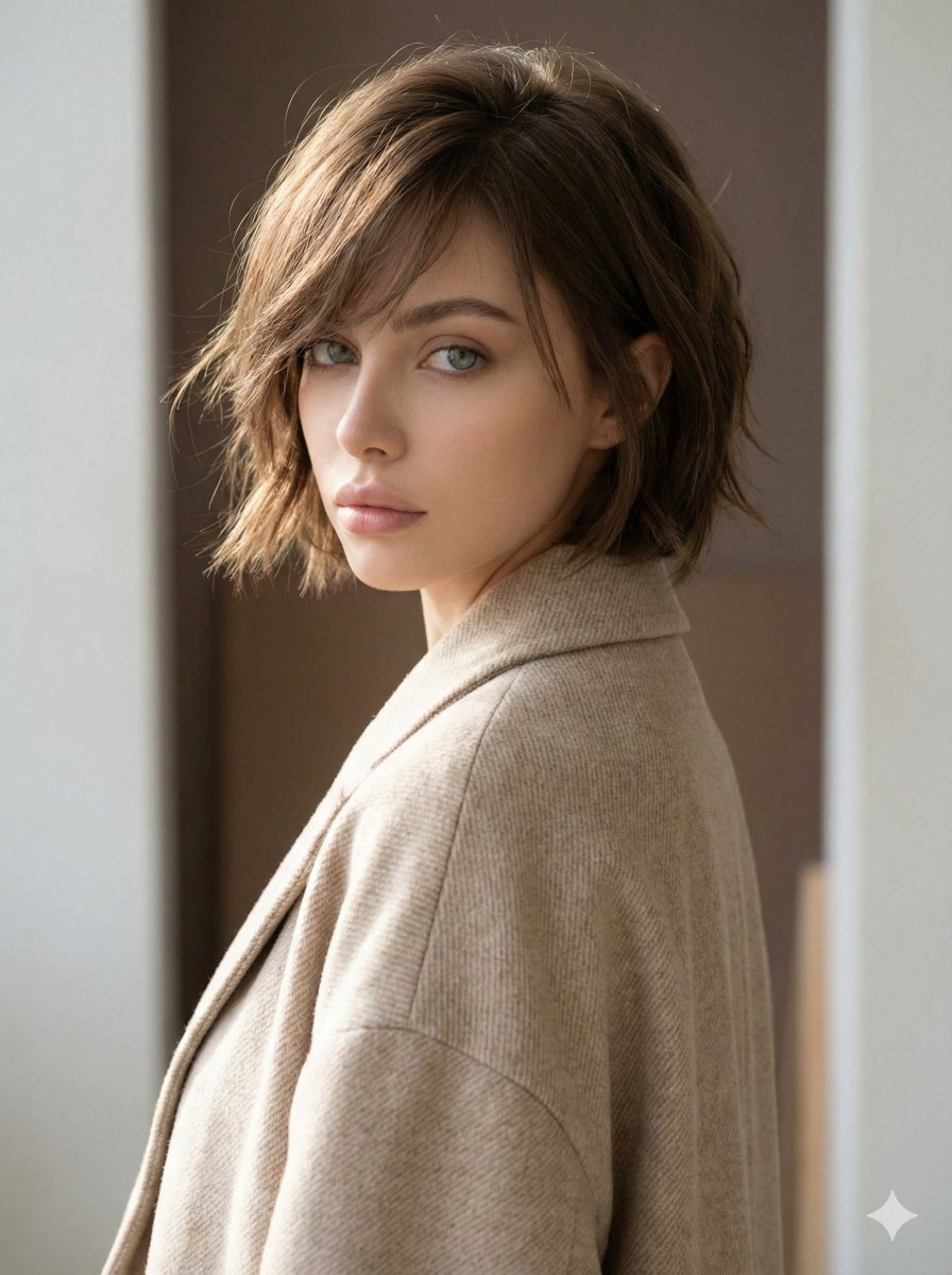 Minimalist Fashion Editorial Portrait AI image template preview