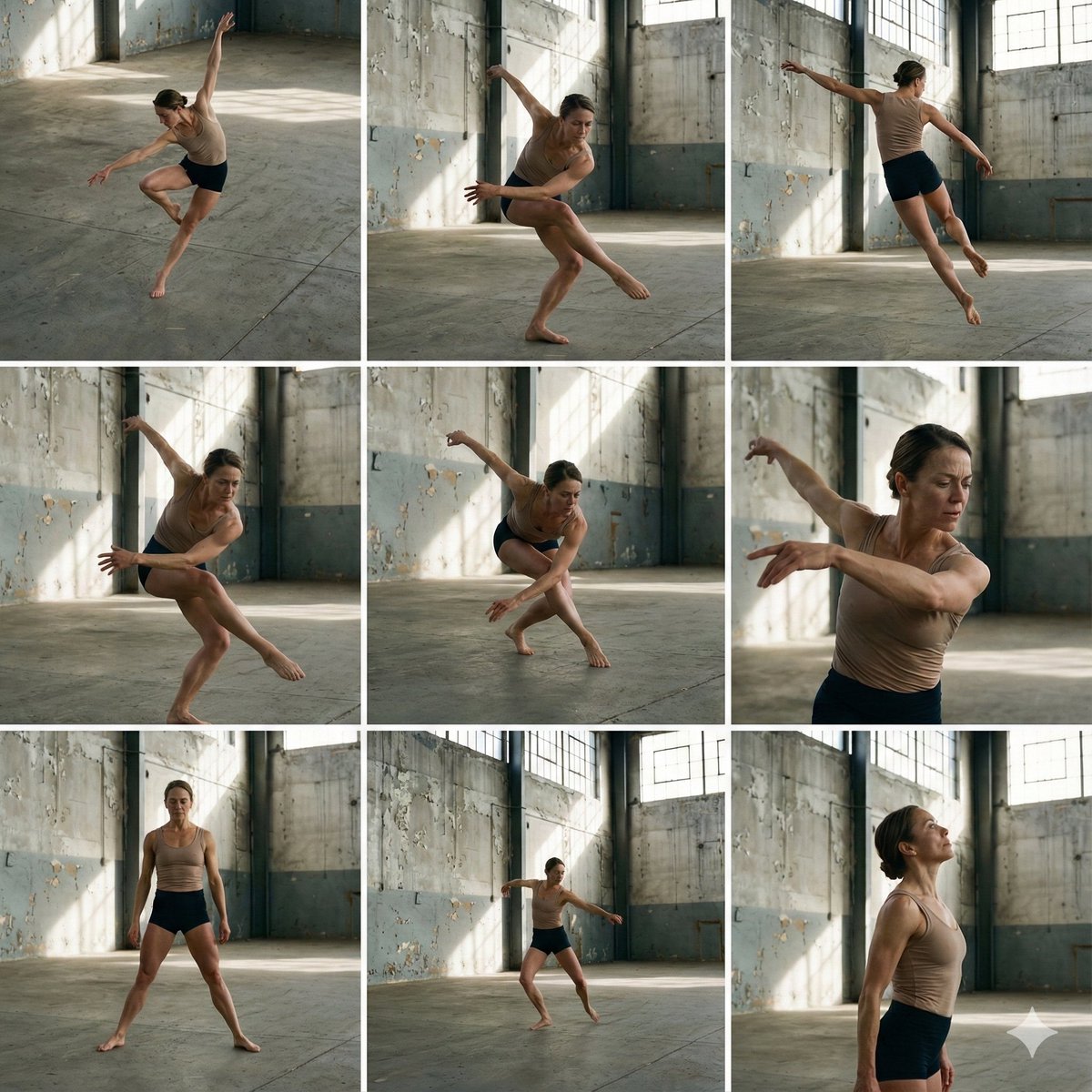 3x3 Grid of Dancer in Random Poses AI image template preview