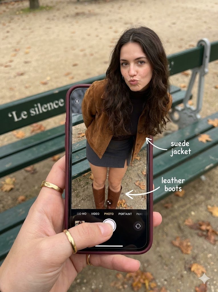 Hyper-Realistic Optical Illusion: Woman Emerging from Smartphone Screen AI image template preview
