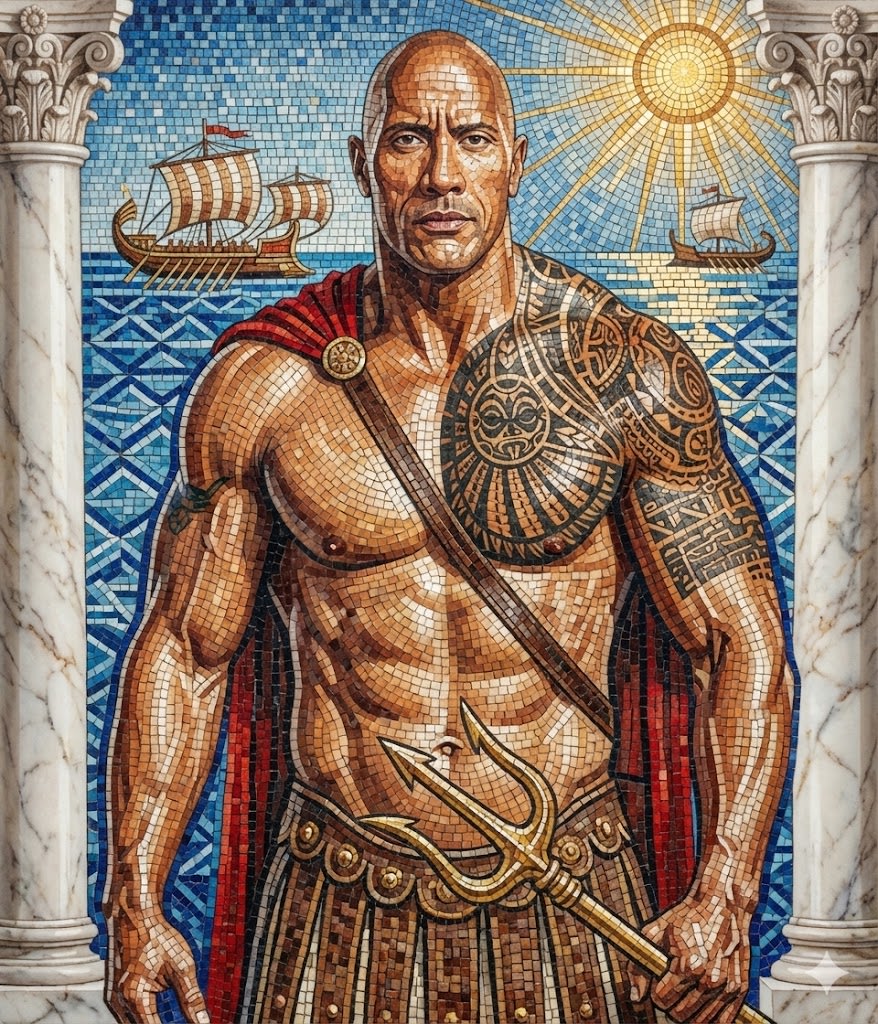 Subject Reimagined as Roman God in Mosaic Art Style AI image template preview