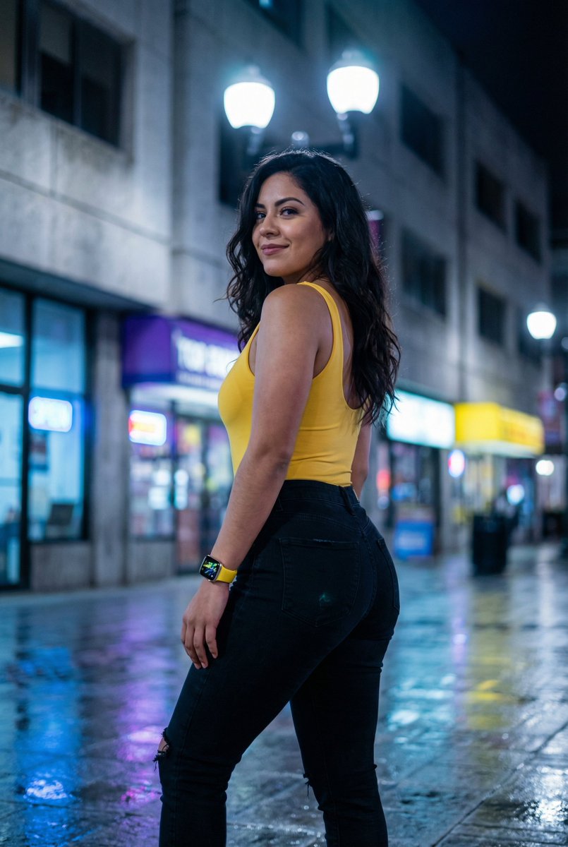 Latina Woman in City Street with Identity Lock AI image template preview
