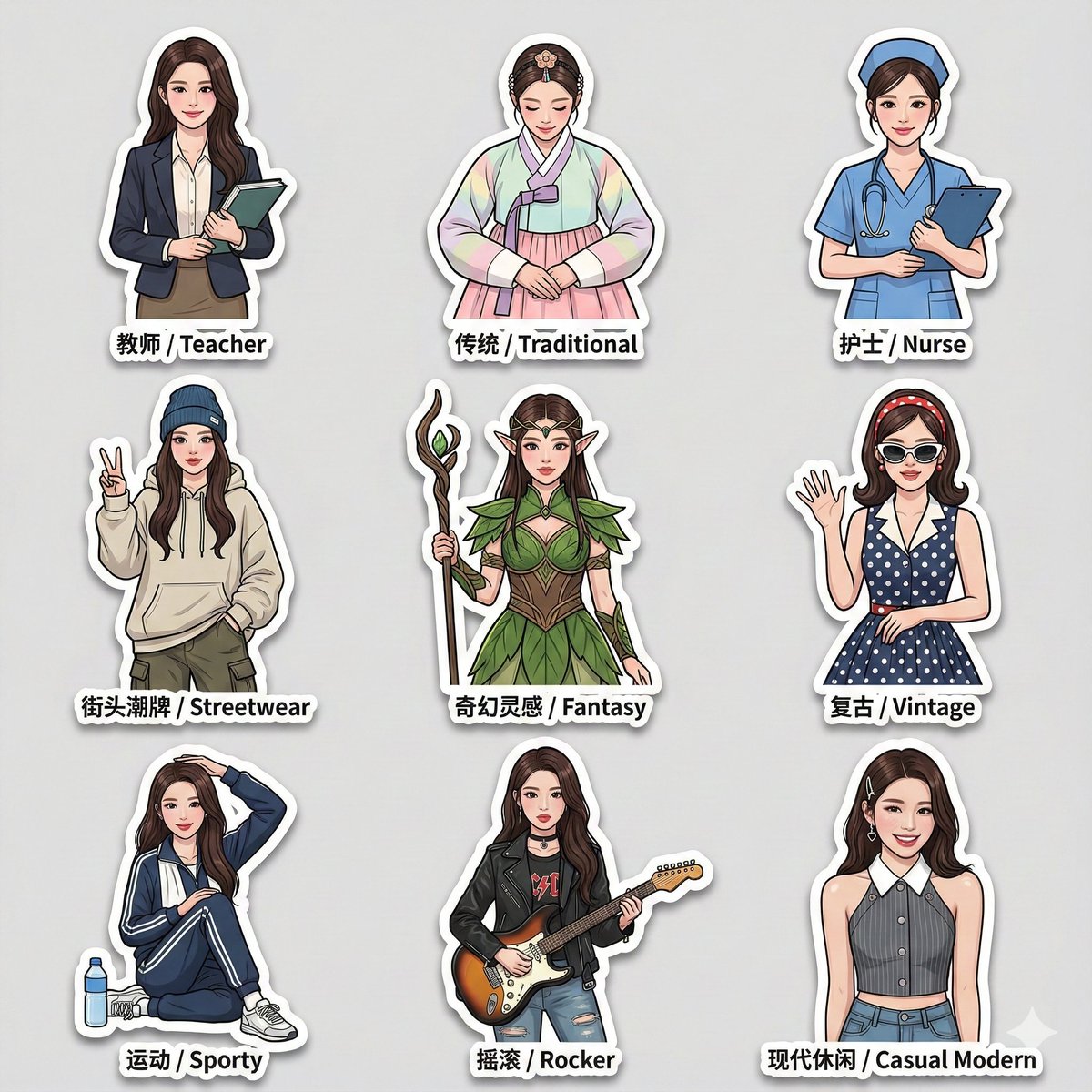 Multi-Style Sticker Pack Generator AI image template preview