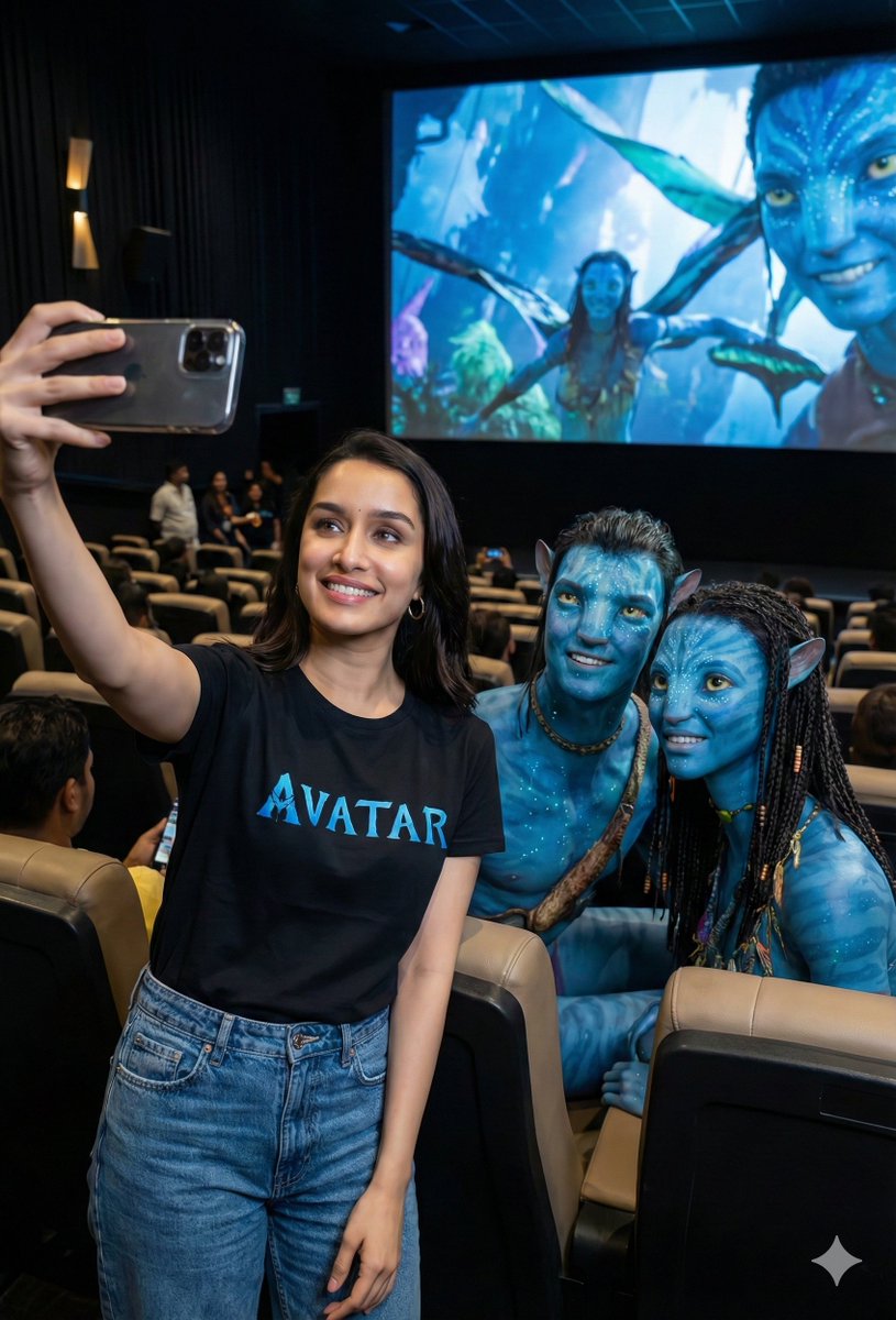 Avatar Movie Selfie in a Cinema Hall AI image template preview