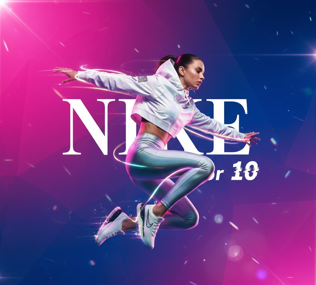 Futuristic Nike Fashion Ad with Light Trails example 2