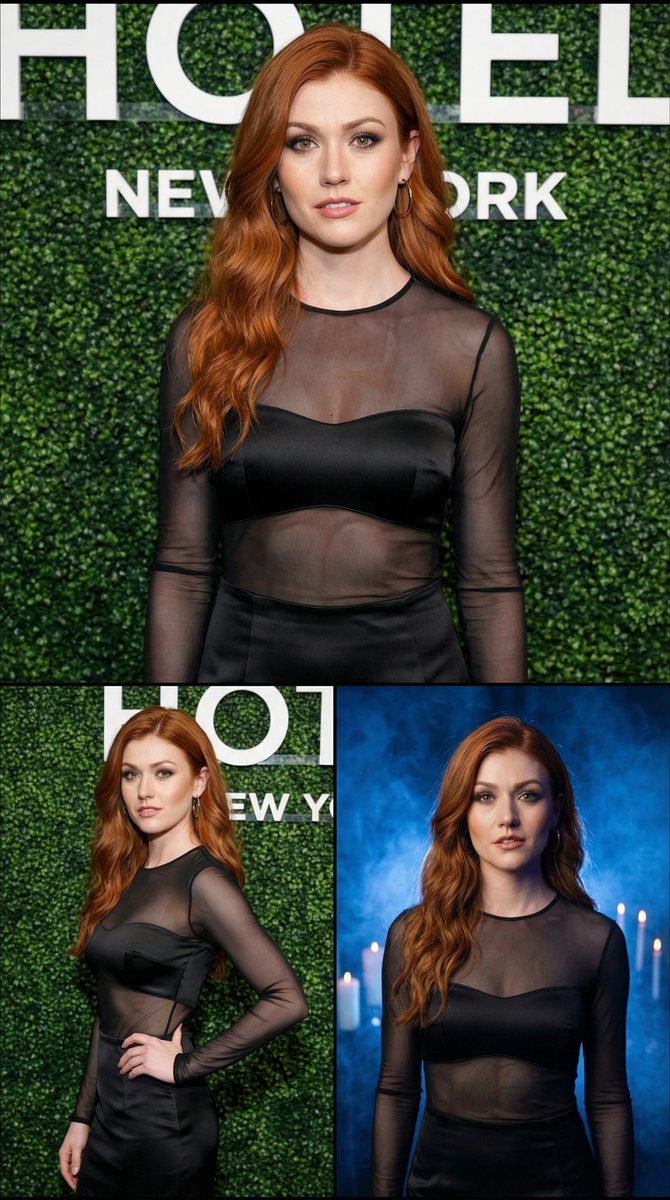 Photorealistic Vertical Collage of a Woman in Black Dress AI image template preview