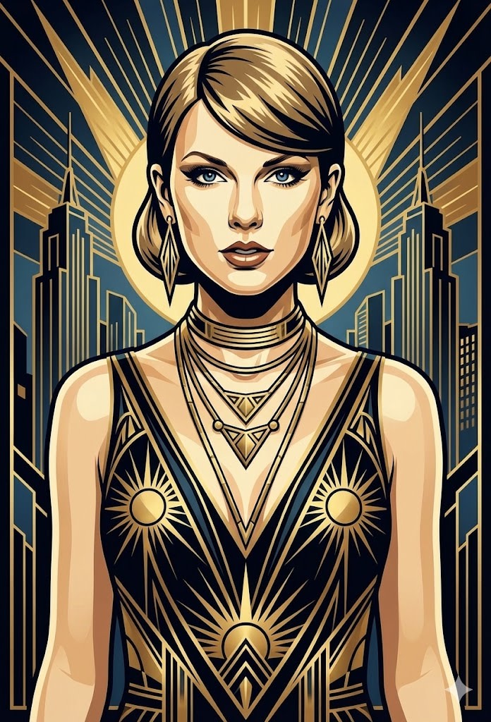 Art Deco Portrait Prompt (Identity Preserve) AI image template preview
