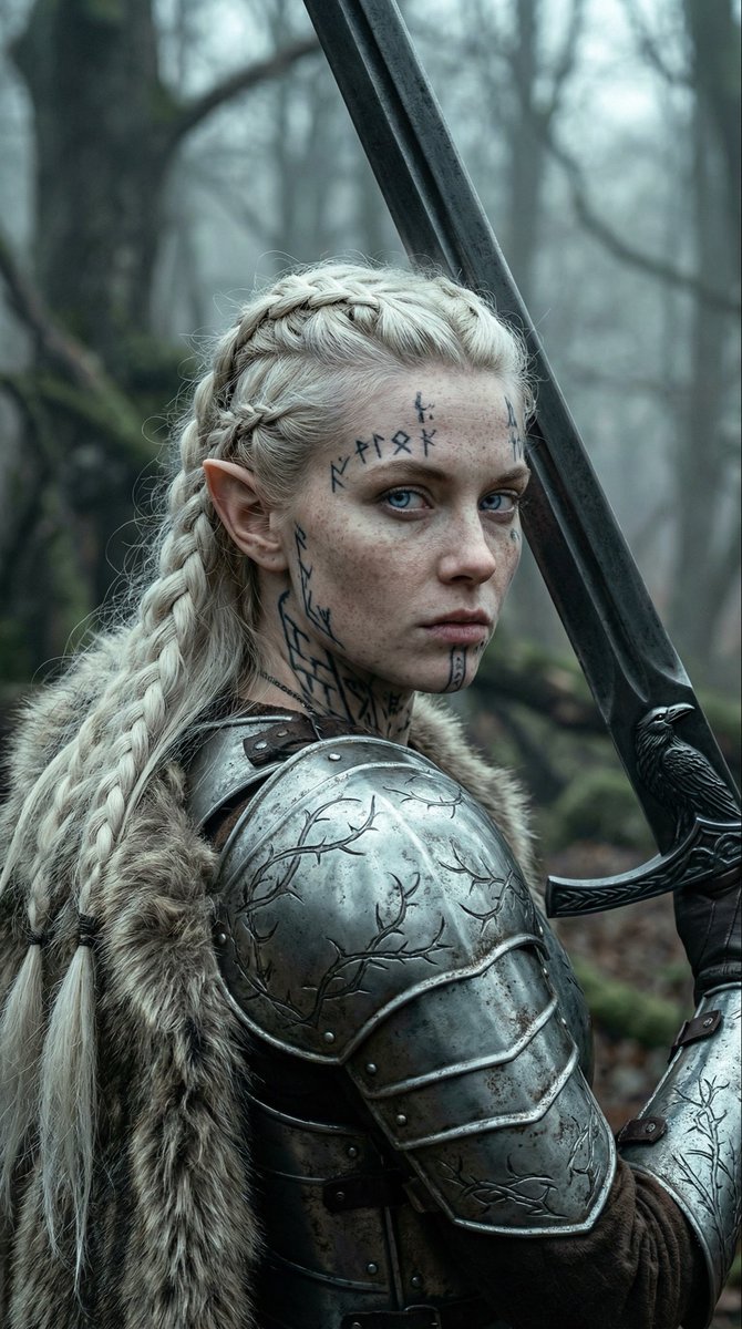 Fierce Elven Warrior Princess Cinematic Portrait (Duplicate) AI image template preview