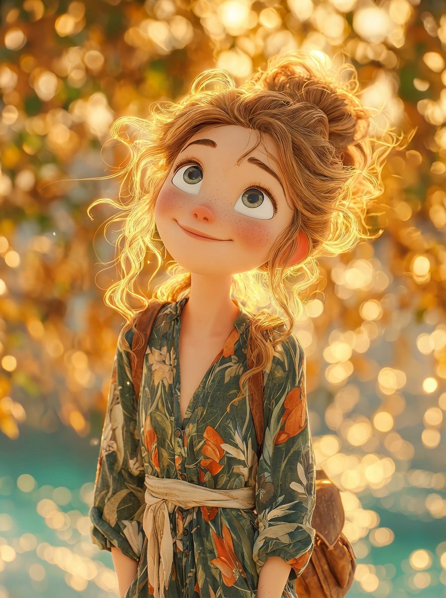 Dreamy 3D Animated Girl in Magical Cave example 2