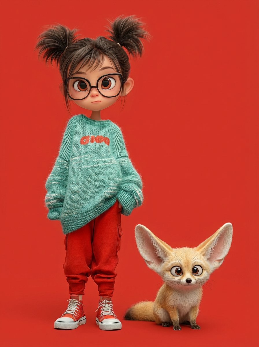 Pixar-Style 3D Character Portrait with Fennec Fox AI image template preview