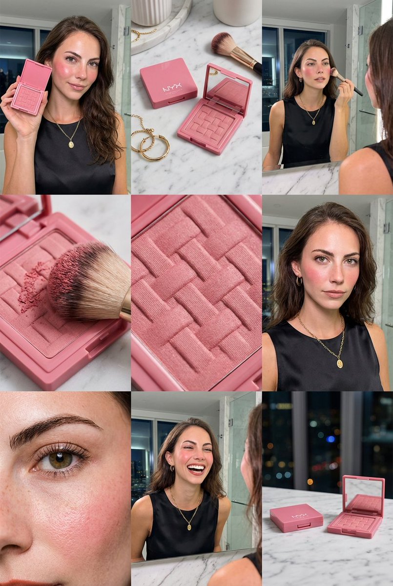 3x3 Grid Makeup Product Advertisement AI image template preview