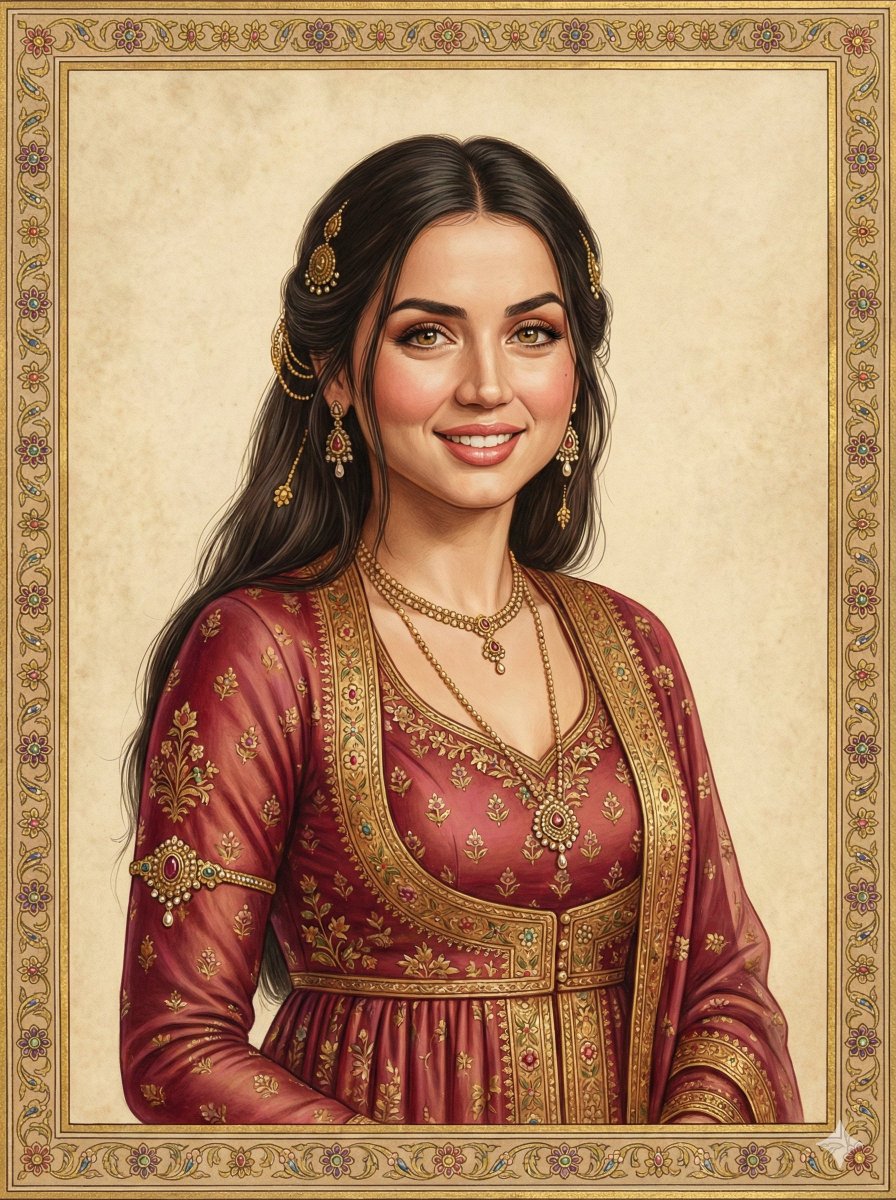 Indian Miniature Painting from Photo Reference AI image template preview