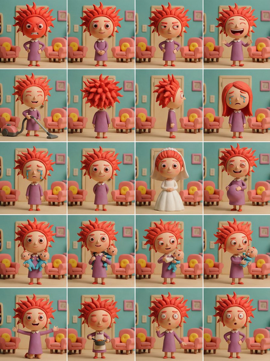 Character Expression and Pose Variation Prompt (20 Patterns) AI image template preview