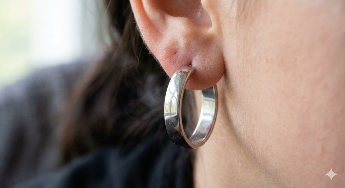 Realistic Macro Photograph of an Ear with Earring AI image template preview