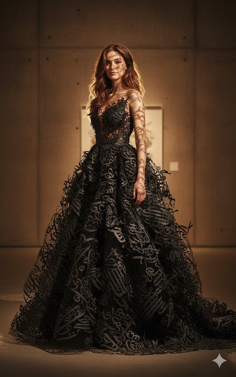 Art-Couture Portrait with Calligraphy Fabric AI image template preview