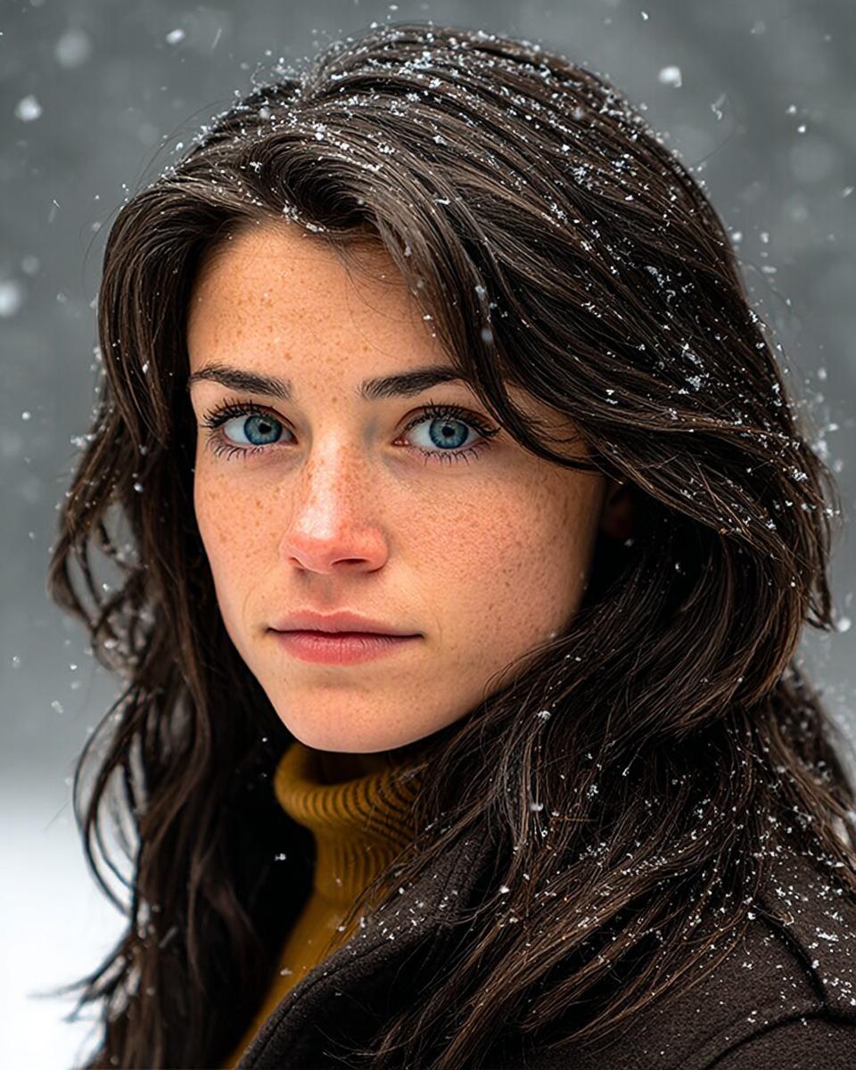 Cinematic Winter Portrait with Hyper-Detail AI image template preview
