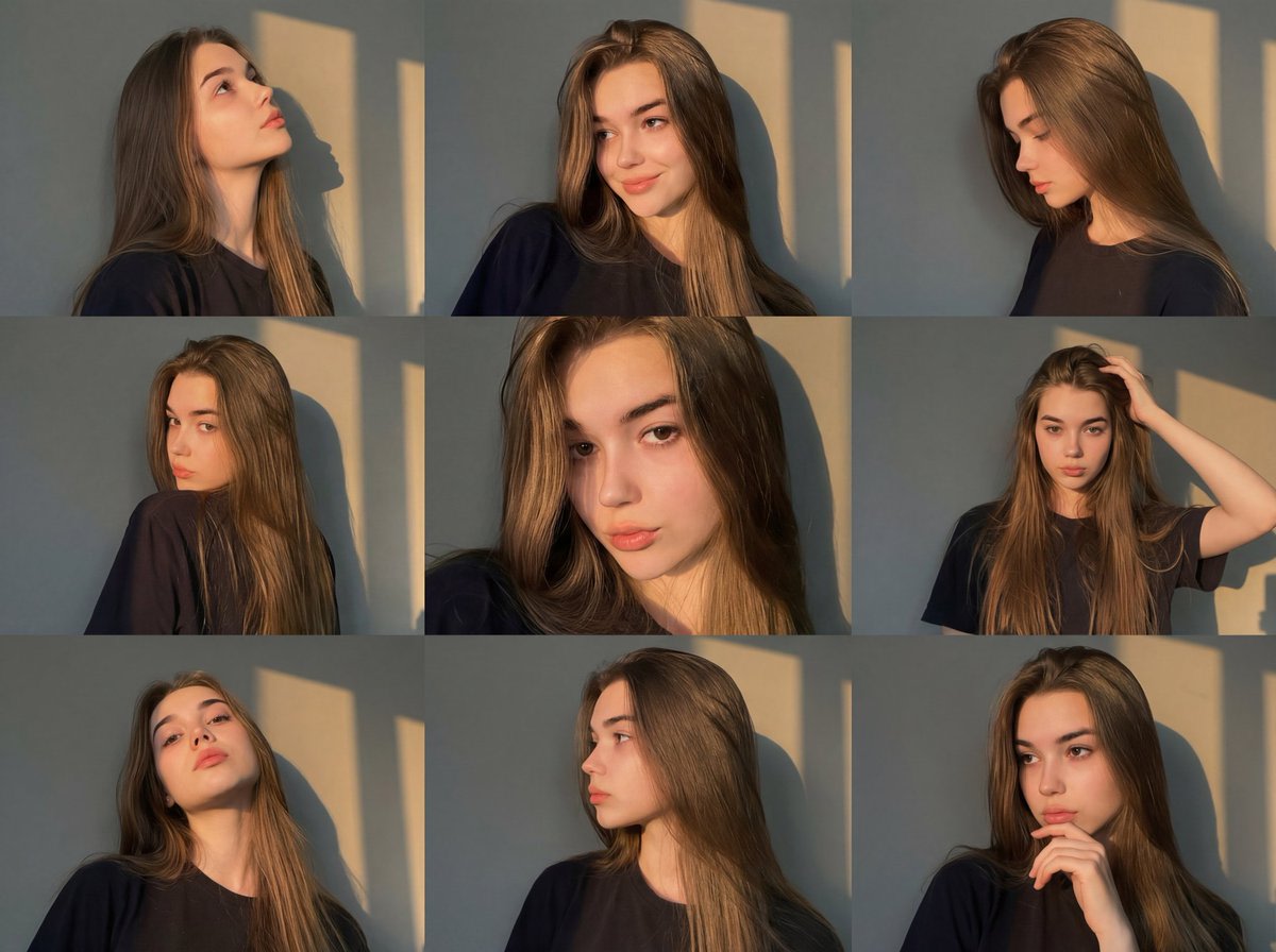 Golden Hour Portrait Collage JSON Prompt AI image template preview